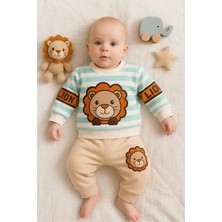 Veralya Aslan Desenli 2'li % 100 Pamuk Erkek Bebek Takımı