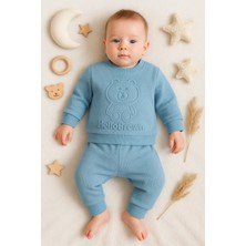 Veralya Bear Gofre Kabartmalı 2'li Erkek Bebek Takımı