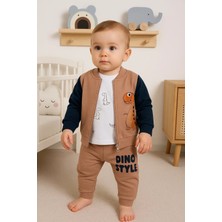 Veralya Dinazor Desenli Hırkalı 3'lü Erkek Bebek Takım
