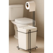 UltraMint Şık ve Fonksiyonel Banyo Mutfak Çöp Kovası ile Metal Standlı Tuvalet Kağıtlık Seti