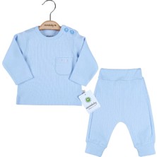 Veralya Cep Nakışlı Omuzdan Düğmeli % 100 Pamuk Erkek Bebek Takım