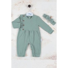 Veralya Düğme Detaylı Bandanalı % 100 Pamuk Kız Bebek Tulumu