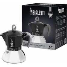 Braventa Collection - Indüksiyon Siyah: 2 Cups Ocak Üstü Espresso Pişirici - 100ML - Alt Hazne: Dış Paslanmaz Çelik Iç A
