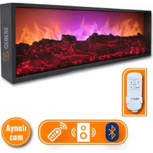 Elektrikli Şömine 100 x 31.5  cm  Bluetooth Ses Sistemli Uzaktan Kumandal