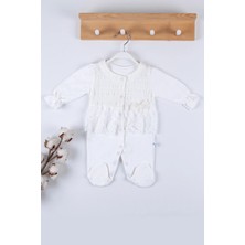 Veralya Gofralı Fransız Güpürlü % 100 Pamuk Kız Bebek Tulumu