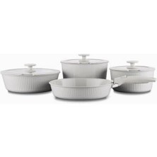 Braventa Collection Korkmaz A2792-2 Nova Pratika 8 Parça Tencere Seti Bej