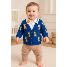 Veralya Zürafa Desenli Gömlek Yakalı 3'lü Erkek Bebek Takımı