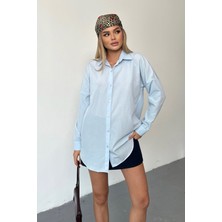 Jee Lee Kadın Uzun Kollu Basic Gömlek Mavi - 26Y 2130