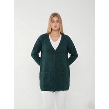 Lanze Anne Düğmeli Dolu Örgü Büyük Beden Triko Hırka 1608