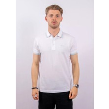 Boss Erkek Kısa Kol  Polo Yaka Yaka ve Kol Uçları Renkli Şerit Kapama Beyaz1 Polo Yaka T-Shirt 50469055-114