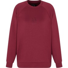 Armani Exchange Kadın Regular Fit Bisiklet Yaka Uzun Kol Pamuklu Bordo Sweatshirt XW000826 AF13397-UA343