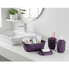 UltraMint Geometrik Tasarımlı 4’lü Banyo Seti Sabunluk Diş Fırçalık Sıvı Sabunluk