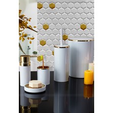 UltraMint Şık Beyaz ve Altın Renkli Banyo Seti, Zarif ve Kullanışlı Tasarım