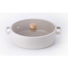 Braventa Collection Cam Kapaklı Alüminyum Döküm Sığ Tencere 30 cm D-NEOF230L