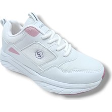 Queen Step 2110-26 Deri Anorak Anatomik Kadın Sneaker Beyaz Pembe