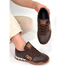 Armüz Marje Kahverengi Cilt Bağcıklı Spor Ayakkabı