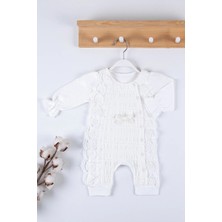 Veralya Gofralı Fransız Güpürlü % 100 Pamuk Kız Bebek Tulumu