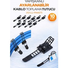 Ecuy Yapışkanlı Ayarlanabilir Kablo Toplama Tutucu 10’lu Paket Güçlü Yapışkanlı Kablo Düzenleme Aparatı