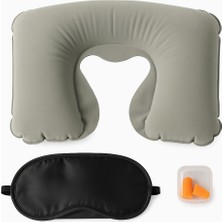 Braventa Collection Vios Store Seyahat Konfor Seti – Şişme Boyun Yastığı, Göz Bandı ve Kulak Tıkacı 3'lü Kit