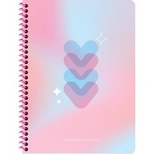 Keskin Color Keskin 16,5 x 22,5 Çizgili Spiralli Pastel Kalp Defter - Mavi