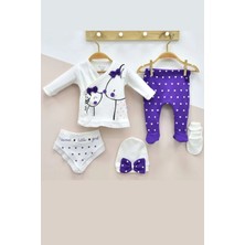 Veralya Little Mause Desenli % 100 Pamuk 5'li Kız Bebek Hastane Çıkış Seti