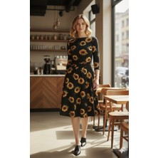 Başak Collection Kadın Fakir Kol Bisiklet Yaka Midi Mikro Elbise