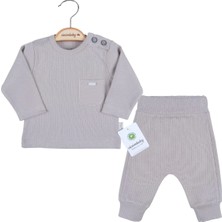 Veralya Cep Nakışlı Omuzdan Düğmeli % 100 Pamuk Erkek Bebek Takım