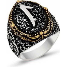 Fumeyabi Gümüş Arapça Elif Yazılı Erkek Yüzük