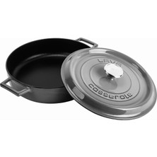 Braventa Collection Metal Premium Serisi - Döküm Çok Amaçlı Tencere, Yuvarlak, 28 Cm, Majolik Gri