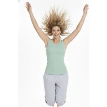 Tiana Fitilli Atlet Sıfır Yaka Slim Fit Arka Baskılı Spor Atlet - Mint Yeşili