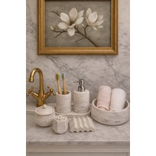 UltraMint Mermer Desenli Beton 7'li Banyo ve Wc Seti Dekoratif Aksesuarlar