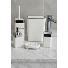 UltraMint Mermer Desenli 5 Parça Akrilik Banyo Seti, Şık ve Fonksiyonel Tasarım