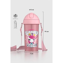 Renga Cosmo Desenli 415 ml Pp Pipetli Çocuk Matara 912146 Pembe