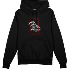 The Lucid Lab Perspektif Kanagawa Dalgası Oversize Hoodie - Siyah