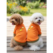 Kemique Ice Cream And Pineapple  Turuncu Haki Köpekler Için Polar Sweatshirt