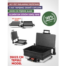 Milan Elektrikli Lahmacun Bazlama Makinesi Grill, Elektrikli Izgara, Kebap, Balık, Tost Makinesi Tepsili Model (23x35 cm)