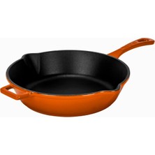 Braventa Collection Döküm Yuvarlak Kızartma Tavası Döküm Demir Yekpare Saplı. ÇAP(Ø)24CM - Turuncu