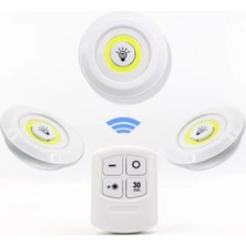 Mey İthalat 3 Lü Kumandalı Yapışkanlı Kablosuz Pilli LED Spot A Işıldak