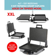 Nature home Milan Büyük Boy XXL Bazlama Lahmacun Izgara Tost Makinesi 5 Kat Granit Kaplama (TEPSİSİZ MODEL)
