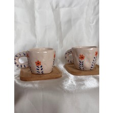 Arken Seramik El Yapımı 2'li Seramik Türk Kahvesi Fincanı