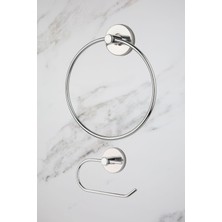 UltraMint Krom Halka Havluluk ve Peçetelik Seti, Şık ve Fonksiyonel Banyo Aksesuarları