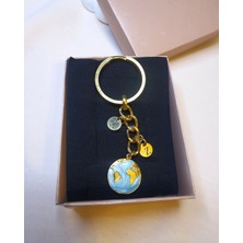 With Love - Harfli Sen Benim Dünyamsın Anahtarlık | Kişiye Özel Çelik El Yapımı Harf Detaylı Dünya Sembollü Kararma Yapmaz Anahtarlık