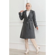 Başak Collection Düğmeli Içi Astarlı Kaşmir Kaşe Kaban - Boyalı Gri