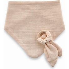 Braventa Collection Babyjem Ahşap Diş Kaşıyıcılı Bürümcük Müslin Önlük Somon
