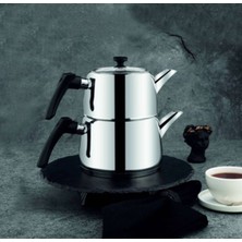 PremiumPort Büyük Boy Indüksiyon Tabanlı Siyah Çaydanlık Takımı