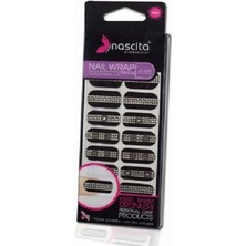 Braventa Collection Siyah Üzeri Gri Desenli Yapıştırma Oje (20'li)