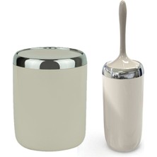 UltraMint Şık Bej ve Krom Dekorlu 2'li Eşya Seti