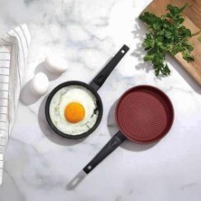 Braventa Collection Yanmaz Yapışmaz Granit Kaplama Döküm Yuvarlak Mini Tava, Yuvarlak Yumurta ve Sos Tavası, Mini Yer Ka