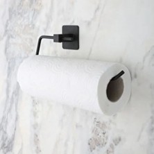 Buradabuldun® Kendiliğinden Yapışkanlı Siyah Paslanmaz Metal Rulo Havluluk Aparat