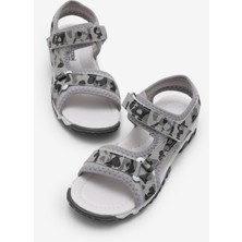 Tonny Black Çocuk Unisex Gri Kamuflaj Çoçuk Cırtlı Sandalet